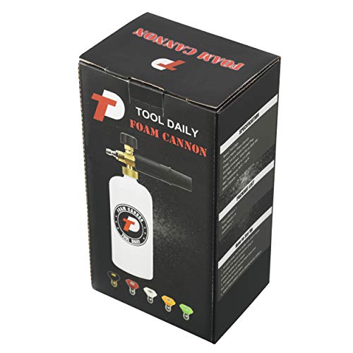 Tool Daily Foam Cannon with 1/4 Inch Quick Connector, 1 Liter, 5 Pressure Washer Nozzle Tips - style: Foam Cannon