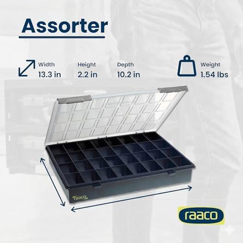 Raaco Assorter 4-32 Tool Box Organizer, 32-Slot Small Parts & Hardware - size: Full-Size –32 Slots, style: Fixed Grid