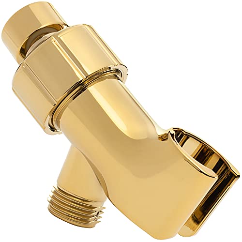 Aqua Elegante Adjustable Shower Arm Bracket - Polished Brass - color: Polished Brass