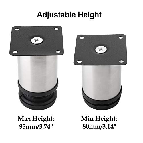 4 Pack Furniture Leg Set, 2" Dia 3" H Adjustable - size: 3 Inch