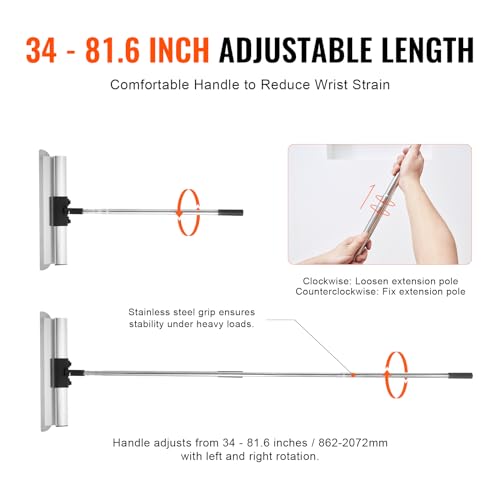 VEVOR Drywall Skimming Blade Set, 7/10/14/16/24 in Skimming Blades + 34-81.6 in Extension Handle Pole, Stainless Steel Knife Professional Skim Coat Tools, for Gyprock/WallBoard/Plasterboard - size: 7"+10"+14"+16"+24", style: With Extension Handle