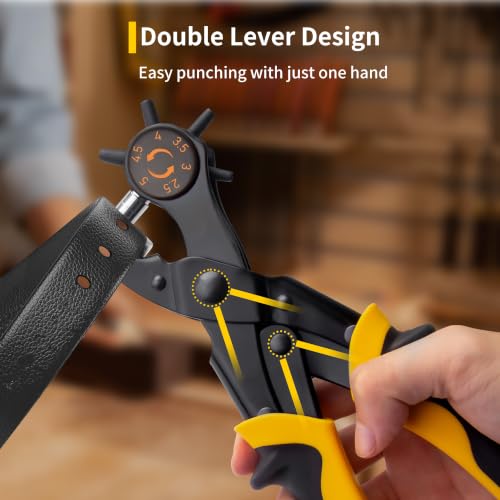 XOOL 2 in 1 Leather Hole Punch Eyelet Tool Kit, 3/16" 4.5mm Metal Eyelets for Fabric, Hole Puncher, Eyelet Pliers for Shoes Leather Clothes Belt - style: Hole Puncher × Eyelet Pliers