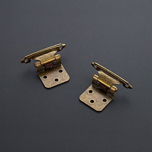 Ravinte Antique Bronze Cabinet Hinges, 1/2 Inch Overlay, 60 Pack (30 Pairs) - color: Antique Brass