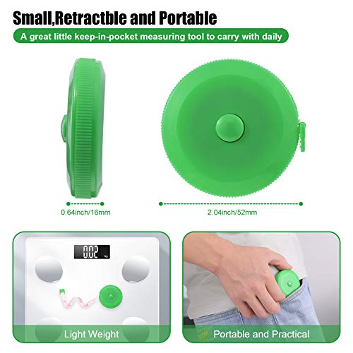 Measuring Tape Retractable, 60 Inch Soft Fabric Tape Measure for Body, Push Button Sewing Measurement Tape for Cloth Waist(3 Pack/Green) - color: Green