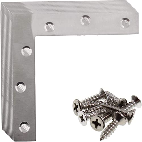 Stainless Steel L Shape Flat Corner Brace Bracket for Wood & Metal, Fixing Joining Support Brace for Shelves, Furniture & Cabinet (150*150/5.9*5.9'') - size: 150 x 150 mm