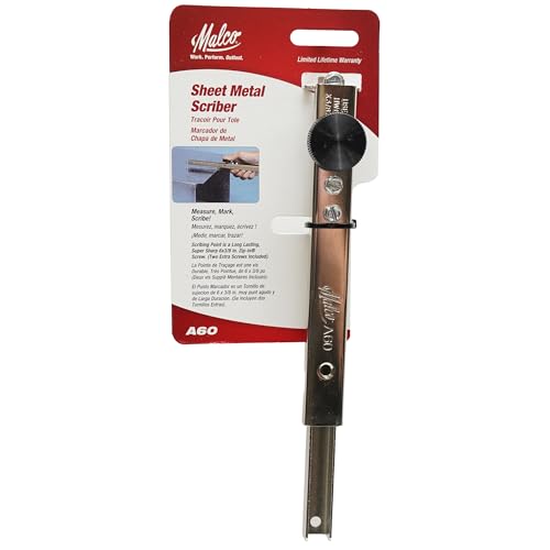 Malco A60 Adjustable Sheet Metal Scribe – 1/4" to 12-1/2" Range, 1/8" Graduations | Zip-In Replaceable Point | Strip-Proof Knob | HVAC, Roofing & Fabrication | Pocket Size | Made in USA
