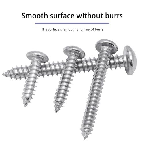 #8 x 1-1/2" Wood Screw, Phillips Pan Round Head, 304 Stainless Steel, Self Tapping Sheet Metal Screws, M4 x 40mm, 50-Piece - size: #8x1-1/2" (M4x40mm)