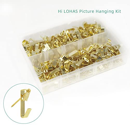 Picture Hangers,20-30lbs Small Picture Hanging Kit ，248pcs Golden Picture Hanging Hooks，Picture Hooks Hardware for Picture Frame, Portraits ，Photo，Plant - size: 20-30lb