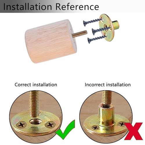 Maricome 3 inch Unfinished Wooden Furniture Legs Set of 4 Predrilled M8 Bolt, Wood Replacement Feet with Mounting Nuts and Screws for Dresser Ottoman Cabinets Chair - color: 3 Inch Unfinished