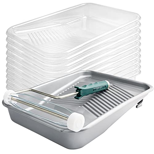 Mister Rui 9 Inch Paint Tray Set, 12 Pack with Tray Liners and Frame - color: 9 Inch, 12 Pack