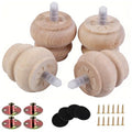 2 Inch Wooden Unfinished Bun Feet Set of 4