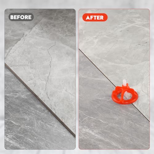 Tile Leveling System 1/8", 500 Pcs Tile Spacers and 200 Pcs Red Cap | Tile Leveling Clips with Hammer for Wall Ceramic Tile and Stone Installation, Effortless DIY Install, Precision Gap Control - size: 1/8 Inch 500Base+200Caps+Hammer