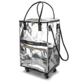 PASMAN Reusable Foldable Rolling Grocery Bag on 5 Wheels,Large, Silver - color: Silver, size: Large