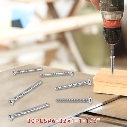 304 Stainless Steel Machine Screws,30pcs #6-32x1-1/2 Extra Long Outlet Screws Machine Long Electrical Outlet Screws Device Mounting Electrical Extender for Fix Wonky - size: #6-32x1-1/2"