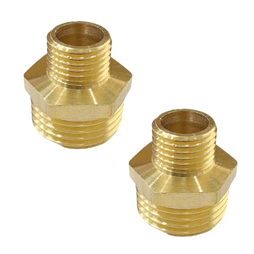 1/2" x 1/4" Male Threaded Hex Nipple Reducer Brass NPT Pipe Fitting Adapter Straight Connectors Pack of 2 - size: 1/2" x 1/4" -2 Pack