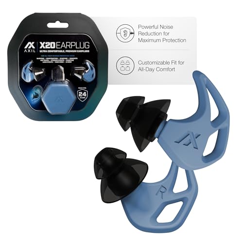 AXIL X20 Noise Reduction Ear Plugs, 24dB Hearing Protection, Blue - color: Blue