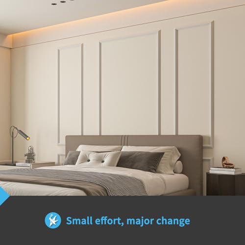 Art3d Pre-Cut Wall Molding Set, Ready-to-Assemble Panels, 3 Top 3 Bottom - color: White: Style 2