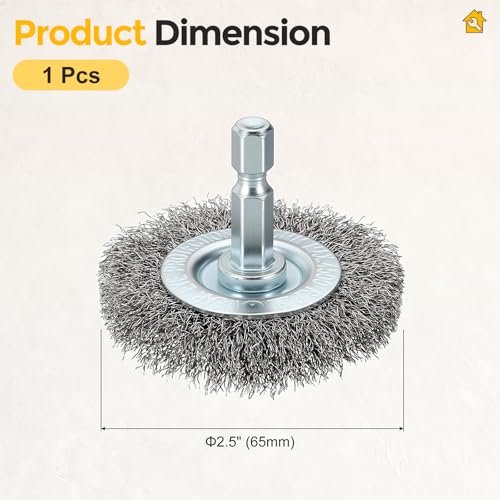 2.5in Wire Wheels for Drill with 1/4in Hex Shank, Carbon Steel - size: 2.5 inch(0.012in Wire)