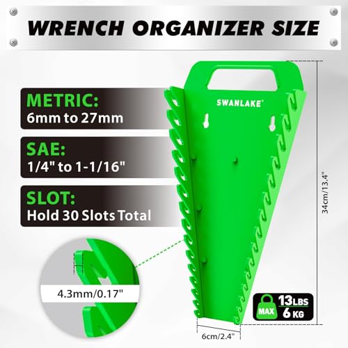 10-Piece Magnetic Socket and Wrench Organizer Set, 1/4", 3/8", 1/2" Drive Metric SAE Socket Organizer, Magnetic Wrench Holder 30 Slots Total, Tool Box Organizers (Sockets Wrenches not Included) - style: 10PCS Organizer Set