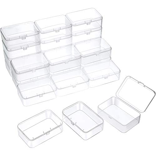 SATINIOR 24 Packs Small Clear Plastic Beads Storage Containers Box with Hinged Lid for Storage of Small Items, Crafts, Jewelry, Hardware (3.5 x 2.4 x1.2 in) - size: 3.5 x 2.4 x1.2 in