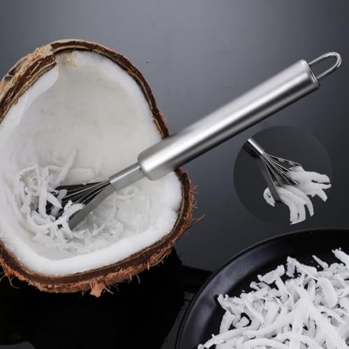 2 Pieces Stainless Steel Coconut Scraper Durable Coconut Meat Removal Multi-Purpose coconut shell Opener Melon Scraper Meat Removal for Safe Fruit Seed peel tool Meat Graters Peelers And Slicers