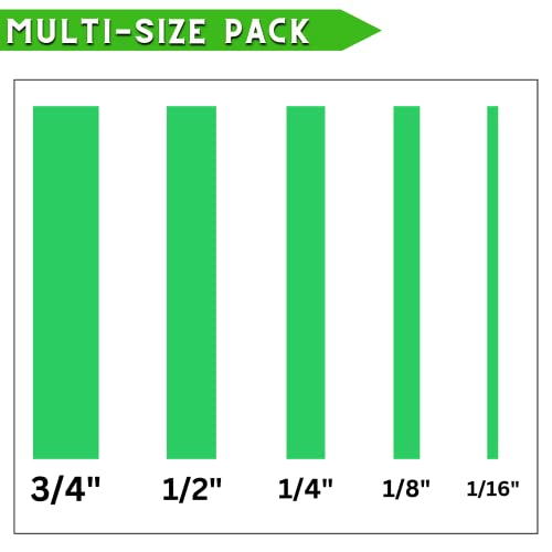 5 Rolls Pinstripe Tape - Masking Tape 1/16", 1/8", 1/4", 1/2", 3/4" - Thin Painters Masking Automotive Tape for DIY, Car, Auto, Paint, Art, Tumblers (Green) - color: Green
