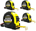 Benchmark - 4 Pack of 16ft Tape Measures - Retractable, Auto Lock, Metric and Imperial (feet and Centimeters), Tough Outer Shell Protection