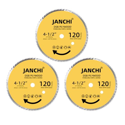 3Pack 4-1/2 Inch 120T Circular Saw Blade 3/8 Inch (9.5mm) Arbor, Plywood, OSB, Paneling and Vinyl Siding Fast and Smooth Cutting Saw Blade - size: 4-1/2" 120T