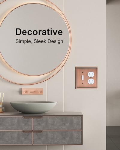 2-Pack Zinc Alloy Combo Toggle/Duplex Light Switch Cover Plate - color: Antique Copper, size: 1 Toggle/1 Duplex 2PK