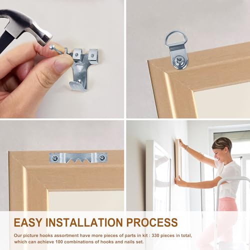 FUZANWJ Picture Hangers, 330pcs Picture Hanging Kit - size: Silver