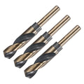 uxcell 3pcs Reduced Shank Twist Drill Bits 22mm Black Nitride & Gold Titanium Coated High Speed Steel 4341 with 12.7mm (1/2") Shank for Stainless Steel Alloy Metal Plastic Wood - size: 22mm x 12.7mm