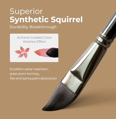 Nicpro Watercolor Brushes Professional, 24pcs Soft Synthetic Squirrel Brush - color: Black