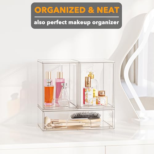 SpaceAid Bottle Storage Organizer Baby - Acrylic Bottles Station Organizer Container, Stackable Clear Drawers for Countertop, Vanity, Bathroom, Cabinet, Pantry Organization, 3 Pack, 2M1L, 10.9" H - size: 10.9"H, 3 Pack, 2M1L