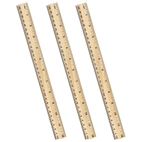 ZZTX 3 Pack Wooden Ruler 12 Inch（30 cm) - color: 3 Pack, 12 Inch