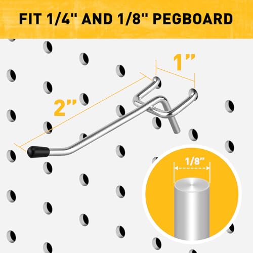 ELEAD 55-Piece 2 Inch Pegboard Hooks, Heavy Duty Peg Board Organizer Accessories, Peg Board Tool Hangers Fit for 1/4" and 1/8" Pegboard Hanging Tools Garage, Workshop, and Craft Storage - style: 55-Piece 2 Inch