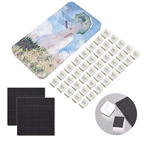 qianshan 40Pcs Empty Half Pans Watercolor Tin Palette with Magnetic Stripe - color: Monet