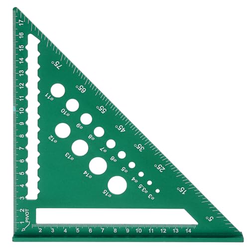 HARFINGTON Metal Square Ruler 7" Aluminum Alloy Carpenter Square Metric Woodworking Rafter Square Precision Scribing Tools with Rafter Conversion Table for Measuring and Marking, Green - color: Green, style: Metric