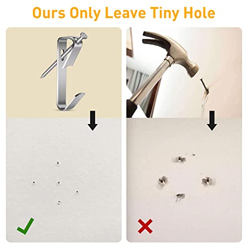 Picture Hanging Hooks, 50 Pcs Heavy Duty 10-50 lbs Picture Hangers Hardware kit with Nails for Picture Frame, Canvas, Mirror Hanging Decoration - size: 10-50LB SLV