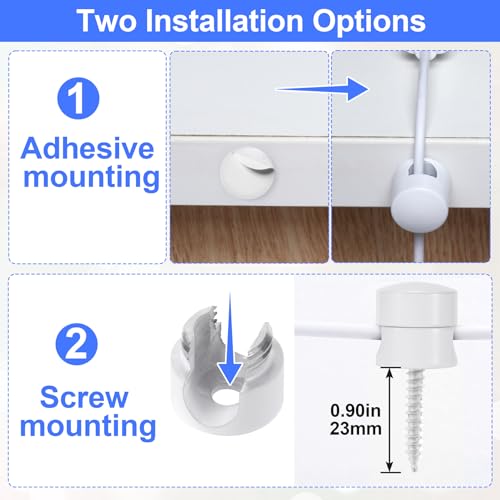 SmallCat 3 Sets Charger Holders for Cords, White Cord Holder for Nightstand - color: White, size: 3 Sets