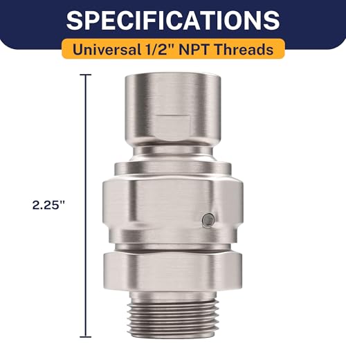 HammerHead Showers® Solid Metal Shower Head Swivel Ball Adapter, Brushed Nickel | Adjustable Pivot Ball To Adjust Showerhead Angle | Universal Connector Joint Fits Fixed, Hand Held & Rain Shower Heads - color: Brushed Nickel