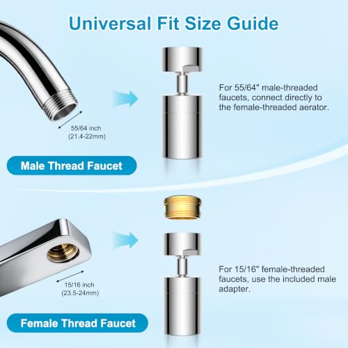 Hibbent 4-Mode Faucet Aerator, Faucet Sprayer Attachment, Chrome - color: Chrome, style: Four Modes