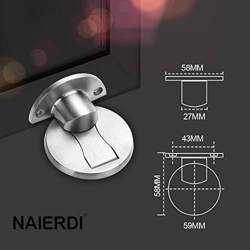 2 Pack 304 Stainless Steel Door Stoppers, Magnetic Door Stop, 3M Double-Sided Adhesive Tape, No Drilling, Door Stop Wall Protector, Office Door Catch, Stop Door