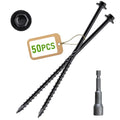 [Pack of 50] #14 x 6 inch Wood Structural Screws, Heavy Duty Hex Head Black Timber/Log/Landscaping Wood Screws, Rust Resistant, Hex Socket Included - color: Black, size: #14 x 6"