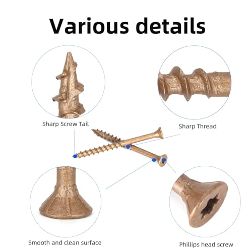 Deck Screws #10 x 2-1/2’’, T25 Star Torx Drive Flat Head Wood Screws, Brown, 5lb - color: Brown, size: 10X2-1/2’’