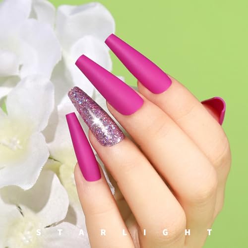 Teenitor Long Fake Nails Kit - 10 Colors Matte & Glossy, 4 Glitter Press On Nails - color: Matte/Glossy/Glitter Colors