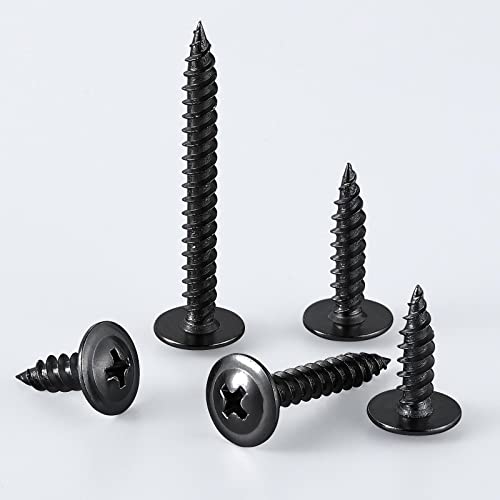 Wensilon (250 pcs)#8×1" Black Truss Head Wood Screws Quick Metal Self Tapping Zinc Oxide - color: Black, size: #8×1"