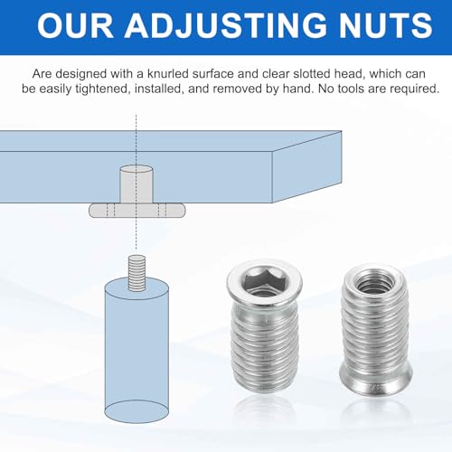MECCANIXITY 6Pcs Threaded Inserts Nuts, M6x20mm Hex Socket Drive Nut Inserts for Wood - 304 Stainless Steel Screws Furniture Screw in Nuts Bolt Fastener Connector Wood - size: M6x20mm