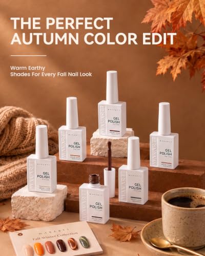 Makartt Fall Brown Gel Nail Polish Set: 6 Colors 15ml Hema-Free Gel Polish - color: Fall Collection