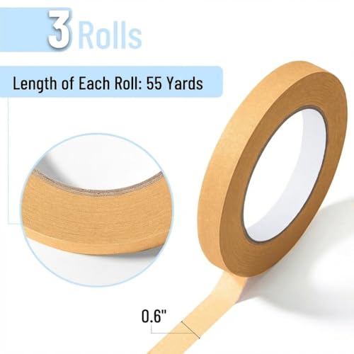 Mr. Pen- Orange Yellow Masking Tape, 0.6 Inch Wide, 3 Rolls, 3 x 55 Yards - color: Orange Yellow