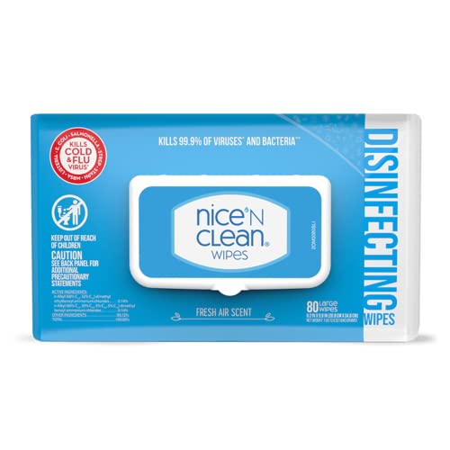 Nice 'N Clean Disinfecting Surface Wipes 80ct | Cleans & Disinfects Home & Kitchen Surfaces | Fresh Scent - size: 80 Count (Pack of 1)